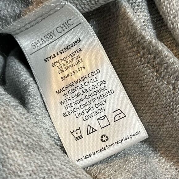 Shabby Chic Grey Keyhole Neck Shirt Sleeve Sweater with Lace Trim. 1 Button sz S - Picture 12 of 16